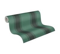 Livingwalls Michalsky 399834 Papier peint intissé à rayures de qualité supérieure Motif maison de campagne Vert/noir/gris