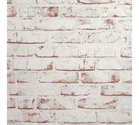 Livingwalls Panneau autocollant pop.up 3D effet pierre photoréaliste brique 2,50 m x 0,52 m beige, marron, crème, fabriqué en Allemagne 955701 95570-1, blanc, rouge rose