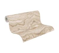 Livingwalls Papier peint 396592 aspect marbre - papier peint design marbre de qualité supérieure en crème, beige, gris - papier peint mural avec effet brillant - 10,05m x 0,53m - Fabriqué en Allemagne