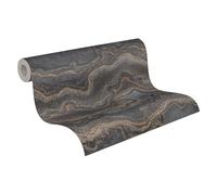 Livingwalls Papier peint 396594 aspect marbre - papier peint design marbre de qualité supérieure en noir, gris, marron - avec effet brillant or - 10,05m x 0,53m - Fabriqué en Allemagne