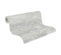 Livingwalls Papier peint 396595 aspect marbre - papier peint design haut de gamme Marbre en gris, argent - papier peint avec effet brillant or - 10,05m x 0,53m - Fabriqué en Allemagne