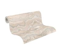 Livingwalls Papier peint 396596 aspect marbre - papier peint design marbre de qualité supérieure en beige, crème - papier peint avec effet brillant argenté - 10,05m x 0,53m - Fabriqué en Allemagne