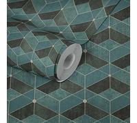 Livingwalls Papier peint 3D vert foncé 382023 - Design moderne - Pour salon - Vert et doré - 10,05 x 0,53 m - Fabriqué en Allemagne