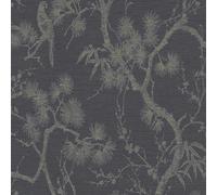 Papier Peint Fleuri Metropolitan Stories 2 A.S. Création Mio - Tokio Papier peint intissé 10.05 m x 0.53 m Gris Métallisé Noir Fabriqué en Allemagne 378672 37867-2