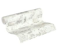 Papier Peint Brique Elements A.S. Création Papier peint intissé - 10,05m x 0,53m - Gris Blanc Fabriqué en Allemagne 369293 36929-3