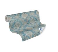 Livingwalls papier peint DESIGNDROP - papier peint intissé préencollé ornement bleu, marron - 10,05m x 0,53m - papier peint baroque classique avec motif ornemental - 784921