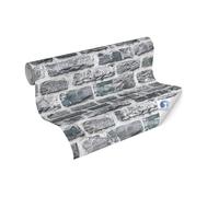 Livingwalls Papier peint DESIGNDROP - papier peint intissé préencollé Pierre en gris, noir - 10,05m x 0,53m - papier peint moderne aspect pierre naturelle pour le salon - 784571