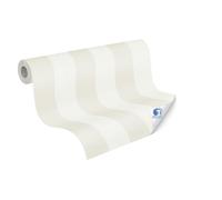 Livingwalls papier peint DESIGNDROP - papier peint intissé préencollé rayures en beige, blanc - 10,05m x 0,53m - rayures papier peint maison de campagne pour différentes pièces - 787217