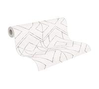 Livingwalls Papier Peint Géométrique Metropolitan Stories 2 A.S. Création Ava - New York Papier peint intissé 10.05 m x 0.53 m Gris Métallisé Blanc Fabriqué en Allemagne 378691 37869-1