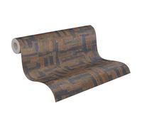 Livingwalls papier peint intissé à effet bois en marron, bleu foncé - papier peint décoratif 10,05 x 0,53 m Made in Germany - 782043