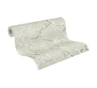 Livingwalls papier peint intissé à effet métallique en vert, blanc, gris, métallisé - papier peint floral 10,05 x 0,53 m Made in Germany - 781991