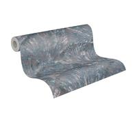 Livingwalls papier peint intissé à motif de feuilles en bleu, gris, métallisé - papier peint décoratif 10,05 x 0,53 m - 781985