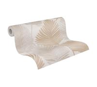 Livingwalls papier peint intissé à motif de feuilles en crème, beige, gris, métallisé, papier peint décoratif 10,05 x 0,53 m Made in Germany - 786731