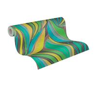 Livingwalls papier peint intissé à motif de feuilles en vert, jaune, turquoise, métallisé, papier peint décoratif 10,05 x 0,53 m Made in Germany - 786551