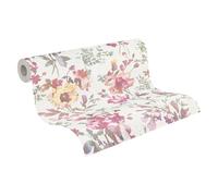 Livingwalls papier peint intissé à motif floral blanc, métallisé, vert, rose et jaune - papier peint floral romantique 10,05 m x 0,53 m de COSMOPOLITAN - 790611