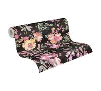 Livingwalls papier peint intissé à motif floral noir, rose, vert et jaune - papier peint floral romantique 10,05 m x 0,53 m de COSMOPOLITAN - 790612