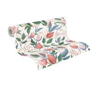 Livingwalls papier peint intissé à motifs de fleurs et de feuilles blanc, vert, rose et bleu - papier peint floral 10,05 m x 0,53 m de COSMOPOLITAN - 790625