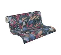 Livingwalls papier peint intissé à motifs de fleurs et de feuilles gris, bleu, rose, vert et jaune - papier peint floral 10,05 m x 0,53 m de COSMOPOLITAN - 790623