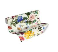 Livingwalls Papier peint intissé préencollé motif baroque bleu et crème 10,05 x 0,53 m