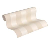 Livingwalls papier peint intissé Trendwall papier peint à rayure papier peint effet pailleté 10,05 m x 0,53 m beige crème métallisé 372713 37271-3