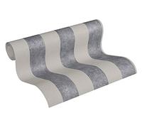 Livingwalls Papier Peint Intissé Trendwall à Rayure Effet Pailleté - Beige, Gris, Noir - 10,05 m x 0,53 m - 372711 37271-1