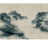 Livingwalls Papier peint non tissé - Papier peint aquarelle - Motif montagnes - Bleu, beige et gris - Papier peint mural pour différentes pièces - Format XXL 371 x 280 cm