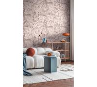 Livingwalls papier peint panoramique intissé à motif de feuilles de palmier en rose, beige - papier peint panoramique mural floral 8,80 m x 0,53 m collection COSMOPOLITAN - 791457