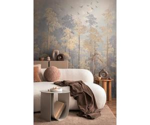 Livingwalls papier peint panoramique intissé à motif de forêt en beige, bleu, jaune - papier peint panoramique mural vintage 8,80 m x 0,53 m collection COSMOPOLITAN - 791447