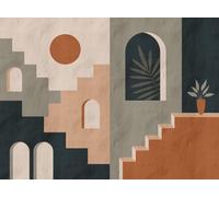 Livingwalls Papier peint photo 398951 effet 3D en vert, bleu, orange - Papier peint intissé de qualité supérieure avec motif sur 3,71 m x 2,80 m - Fabriqué en Allemagne