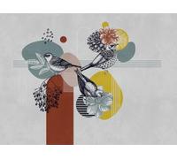 Livingwalls Papier peint photo 399101 Effet 3D multicolore, gris, orange - Papier peint intissé de qualité supérieure avec motif sur 3,71 m x 2,80 m - Fabriqué en Allemagne