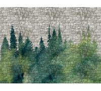 Livingwalls Steinmauer 382451 Papier peint non-tissé Motif pierre Vert et gris 3,71 x 2,80 m Fabriqué en Allemagne