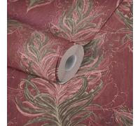 Livingwalls Tapete mit Federn Mata Hari Vliestapete rot braun gold rosa
