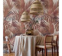 Livingwalls Travel Styles Papier peint non tissé Motif feuille de palmier Rouge et beige Papier peint mural tropical pour différentes pièces 1,59 m x 2,80 m