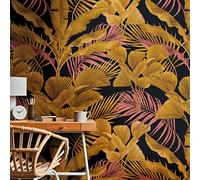 Livingwalls Travel Styles Papier peint non tissé Motif feuilles Noir et doré Pour différentes pièces 1,59 m x 2,80 m