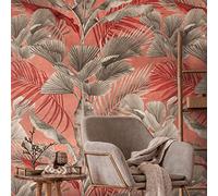 Livingwalls Travel Styles Papier peint non tissé Motif feuilles roses et rouges Pour différentes pièces 1,59 m x 2,80 m