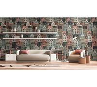 Livingwalls Travel Styles Papier peint non tissé Motif vieille ville Multicolore et bleu - Papier peint mural scandinave pour différentes pièces 1,59 m x 2,80 m