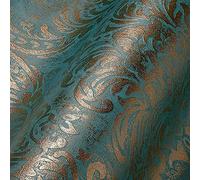 Livingwalls Travel Styles Papier peint non tissé style baroque Bleu et doré Papier peint mural classique pour différentes pièces 10,05 m x 0,53 m