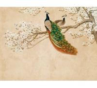 Livingwalls WTD 382361 Papier peint non tissé Motif paon Beige et blanc 3,71 x 2,80 m Fabriqué en Allemagne