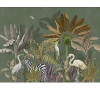 Livingwalls WTD 382371 Papier peint photo intissé Motif animaux de la jungle Vert et blanc 3,71 x 2,80 m Fabriqué en Allemagne