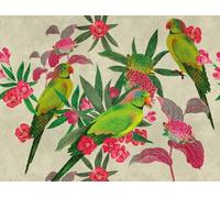 Livingwalls WTD 382541 Papier peint photo Motif jungle et oiseaux Vert et rose 3,71 x 2,80 m Fabriqué en Allemagne