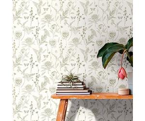 Livingwalls WTD 394293 Papier peint intissé Motif fleurs Blanc/vert 10,05 x 0,53 m pour 5,33 m²