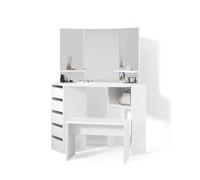 Livinity Coiffeuse d'angle Enna, Blanc, 110cm avec Banc