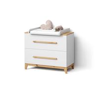 Livinity Commode à Langer Mailo Blanc/Artisan | avec 2 tiroirsavec un design minimaliste