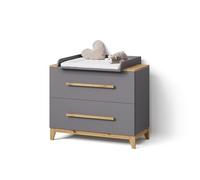 Livinity Commode à Langer Mailo, Gris/Artisan, avec 2 tiroirsavec Un Design Minimaliste