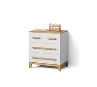 Livinity Commode Mailo, Blanc/Artisan, 80x88cm avec 4 tiroirs