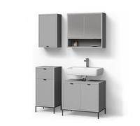 Livinity Ensemble de Meubles de Salle de Bain ATERNO, Gris, 4 Parties