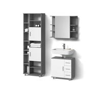 Livinity Ensemble de Meubles de Salle de Bains Eisak, Anthracite, 3 pièces, avec Armoire Haute