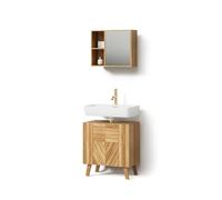 Livinity Ensemble de Meubles de Salle de Bains Olona, Bambou, 2 pièces, composé d’Un Miroir de Salle de Bain et d’Un Meuble sous-lavabo