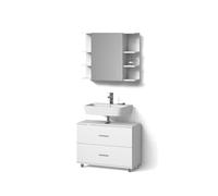 Livinity Ensemble Meubles Bain Eisak, Blanc, 2 pièces, Armoire Basse 80 cm