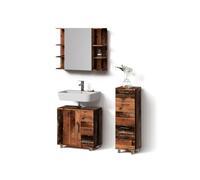 Livinity Ensemble Meubles Bain Eisak, Chêne Rustique, 3 pièces, avec Armoire Centrale